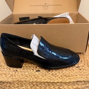 Vince Black Crocodile Embossed Loafers